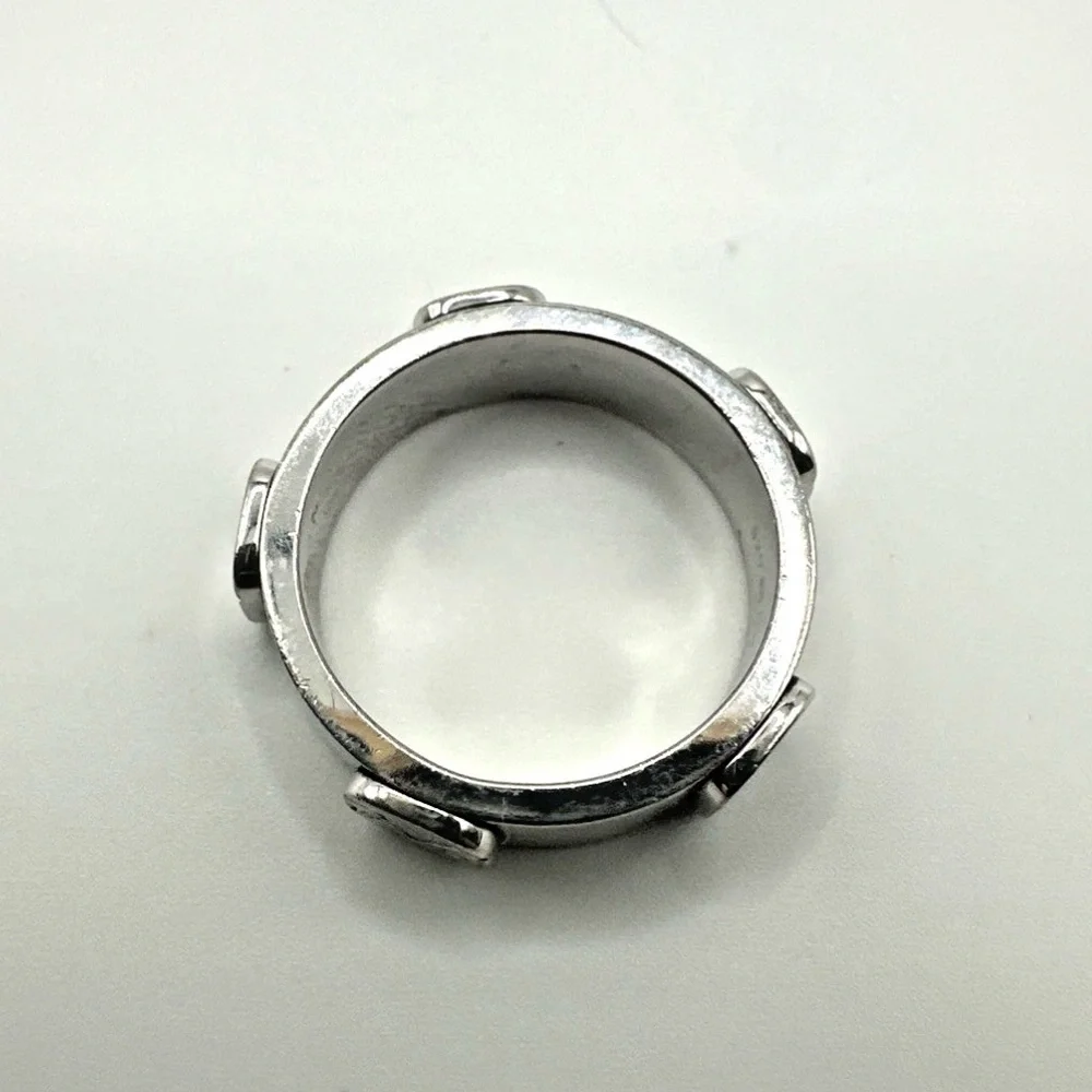 Sterling Silver 925 Ring V Logo 1969 Size 8 Garavani Delmar Wide Band Chunky